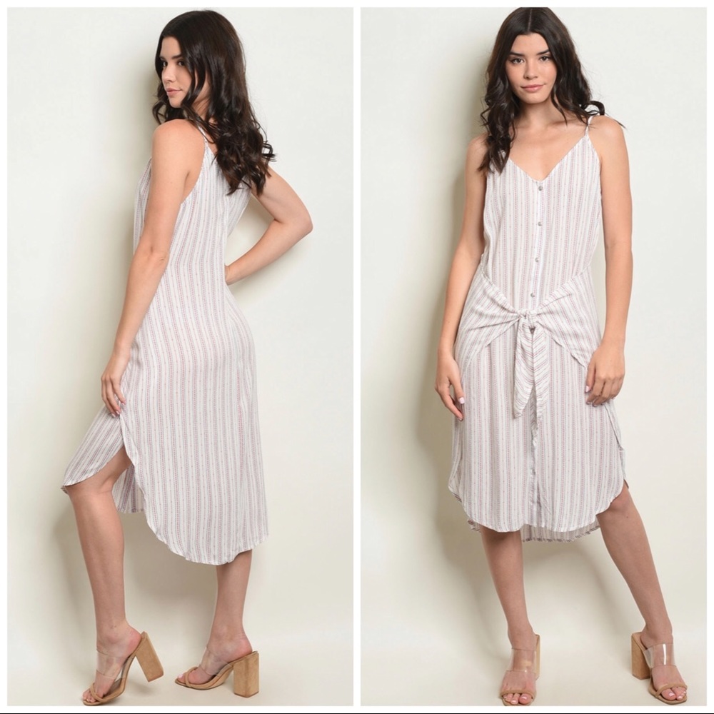 Casual Date Night Pinstripe wrap style Dress